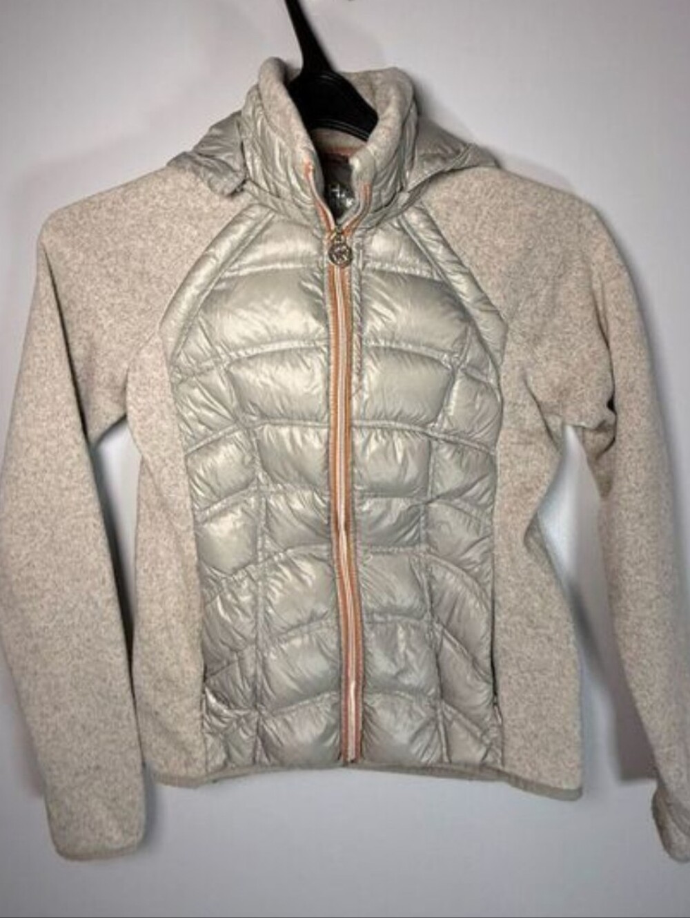 MICHAEL Michael Kors Light Gray Quilted Hybrid Puffer Jacket Size S